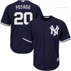 Mens Majestic New York Yankees 20 Jorge Posada Replica Navy Blue Alternate MLB Jersey