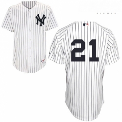 Mens Majestic New York Yankees 21 Paul ONeill Replica White Cooperstown MLB Jersey