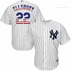 Mens Majestic New York Yankees 22 Jacoby Ellsbury Authentic White USA Flag Fashion MLB Jersey