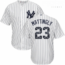 Mens Majestic New York Yankees 23 Don Mattingly Authentic White Team Logo Fashion MLB Jersey