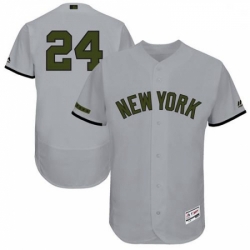 Mens Majestic New York Yankees 24 Gary Sanchez Grey Memorial Day Authentic Collection Flex Base MLB Jersey 