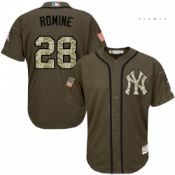 Mens Majestic New York Yankees 28 Austin Romine Replica Green Salute to Service MLB Jersey