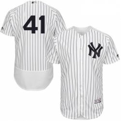 Mens Majestic New York Yankees 41 Randy Johnson White Home Flex Base Authentic Collection MLB Jersey