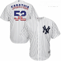 Mens Majestic New York Yankees 52 CC Sabathia Authentic White USA Flag Fashion MLB Jersey