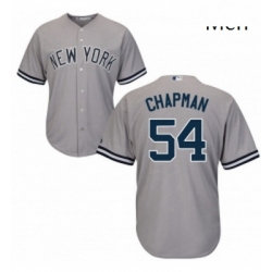 Mens Majestic New York Yankees 54 Aroldis Chapman Replica Grey Road MLB Jersey