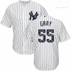 Mens Majestic New York Yankees 55 Sonny Gray Authentic White Team Logo Fashion MLB Jersey 