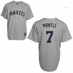 Mens Mitchell and Ness New York Yankees 7 Mickey Mantle Authentic Grey Throwback MLB Jersey