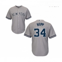 Mens New York Yankees 34 JA Happ Replica Grey Road Baseball Jersey 