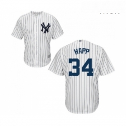 Mens New York Yankees 34 JA Happ Replica White Home Baseball Jersey 