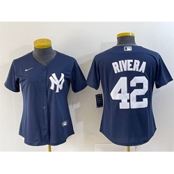 Women New York Yankees 42 Mariano Rivera Navy Stitched Baseball Jersey