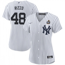 Women New York Yankees 48 Anthony Rizzo White 2024 World Series Cool Base Stitched Baseball Jersey