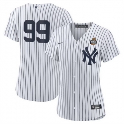 Women New York Yankees 99 Aaron Judge White 2024 World Series Cool Base Stitched Baseball Jersey