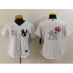 Women New York Yankees White Team Big Logo Cool Base Stitched Jersey 9