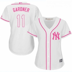 Womens Majestic New York Yankees 11 Brett Gardner Replica White Fashion Cool Base MLB Jersey