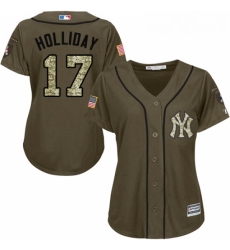Womens Majestic New York Yankees 17 Matt Holliday Authentic Green Salute to Service MLB Jersey