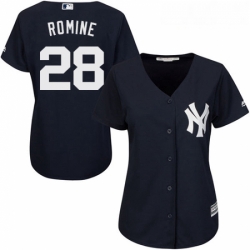 Womens Majestic New York Yankees 28 Austin Romine Authentic Navy Blue Alternate MLB Jersey