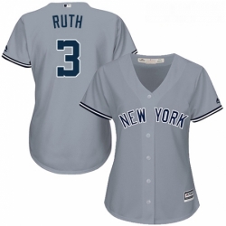 Womens Majestic New York Yankees 3 Babe Ruth Replica Navy Blue Alternate MLB Jersey