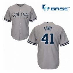 Youth Majestic New York Yankees 41 Adam Lind Replica Grey Road MLB Jersey 