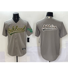 Men Oakland Athletics Team Big Logo Grey Cool Base Stitched Baseball Jersey 1
