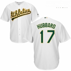 Mens Majestic Oakland Athletics 17 Glenn Hubbard Replica White Home Cool Base MLB Jersey