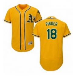 Mens Majestic Oakland Athletics 18 Chad Pinder Gold Alternate Flex Base Authentic Collection MLB Jersey