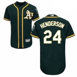 Mens Majestic Oakland Athletics 24 Rickey Henderson Green Alternate Flex Base Authentic Collection MLB Jersey