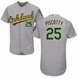 Mens Majestic Oakland Athletics 25 Stephen Piscotty Grey Road Flex Base Authentic Collection MLB Jersey