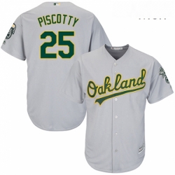 Mens Majestic Oakland Athletics 25 Stephen Piscotty Replica Grey Road Cool Base MLB Jersey 