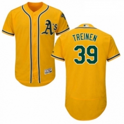 Mens Majestic Oakland Athletics 39 Blake Treinen Gold Alternate Flex Base Authentic Collection MLB Jersey