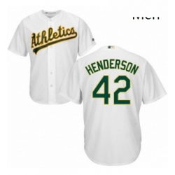 Mens Majestic Oakland Athletics 42 Dave Henderson Replica White Home Cool Base MLB Jersey