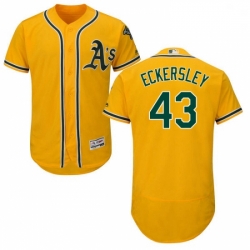 Mens Majestic Oakland Athletics 43 Dennis Eckersley Gold Alternate Flex Base Authentic Collection MLB Jersey