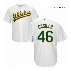 Mens Majestic Oakland Athletics 46 Santiago Casilla Replica White Home Cool Base MLB Jersey