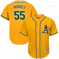 Mens Majestic Oakland Athletics 55 Sean Manaea Replica Gold Alternate 2 Cool Base MLB Jersey 