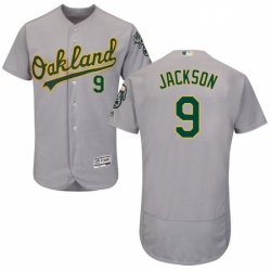 Mens Majestic Oakland Athletics 9 Reggie Jackson Grey Road Flex Base Authentic Collection MLB Jersey