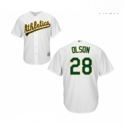 Mens Oakland Athletics 28 Matt Olson Replica White Home Cool Base Baseball Jersey 