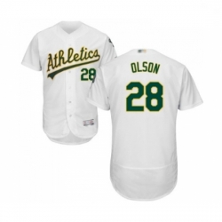 Mens Oakland Athletics 28 Matt Olson White Home Flex Base Authentic Collection Baseball Jersey