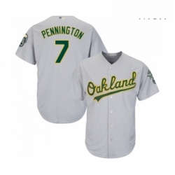 Mens Oakland Athletics 7 Cliff Pennington Replica Grey Road Cool Base Baseball Jersey 