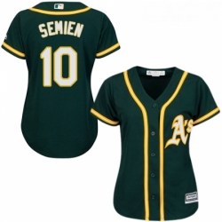 Womens Majestic Oakland Athletics 10 Marcus Semien Replica Green Alternate 1 Cool Base MLB Jersey