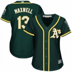 Womens Majestic Oakland Athletics 13 Bruce Maxwell Replica Green Alternate 1 Cool Base MLB Jersey 