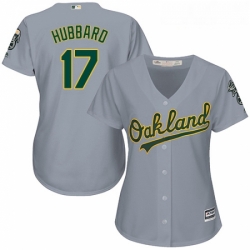 Womens Majestic Oakland Athletics 17 Glenn Hubbard Replica Grey Road Cool Base MLB Jersey