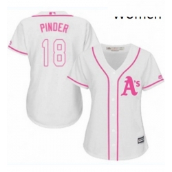 Womens Majestic Oakland Athletics 18 Chad Pinder Replica White Fashion Cool Base MLB Jersey 