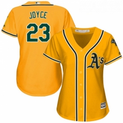 Womens Majestic Oakland Athletics 23 Matt Joyce Authentic Gold Alternate 2 Cool Base MLB Jersey