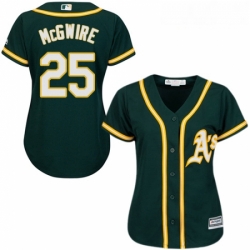 Womens Majestic Oakland Athletics 25 Mark McGwire Authentic Green Alternate 1 Cool Base MLB Jersey