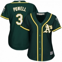 Womens Majestic Oakland Athletics 3 Boog Powell Replica Green Alternate 1 Cool Base MLB Jersey 