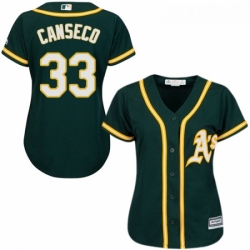 Womens Majestic Oakland Athletics 33 Jose Canseco Authentic Green Alternate 1 Cool Base MLB Jersey