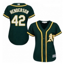 Womens Majestic Oakland Athletics 42 Dave Henderson Replica Green Alternate 1 Cool Base MLB Jersey