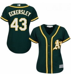 Womens Majestic Oakland Athletics 43 Dennis Eckersley Authentic Green Alternate 1 Cool Base MLB Jersey