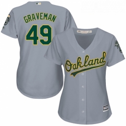 Womens Majestic Oakland Athletics 49 Kendall Graveman Authentic Grey Road Cool Base MLB Jersey 