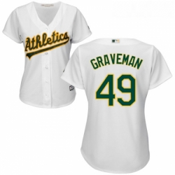 Womens Majestic Oakland Athletics 49 Kendall Graveman Authentic White Home Cool Base MLB Jersey 