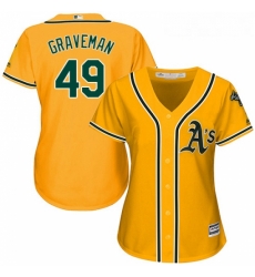 Womens Majestic Oakland Athletics 49 Kendall Graveman Replica Gold Alternate 2 Cool Base MLB Jersey 